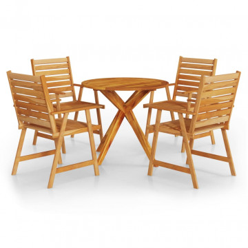 Set mobilier grădină, 5 piese, lemn masiv de acacia - Img 2
