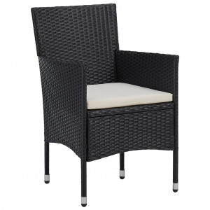 Set mobilier grădină, 5 piese, negru, poliratan și lemn acacia - Img 8