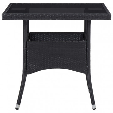 Set mobilier grădină, 5 piese, negru, poliratan și lemn acacia - Img 3