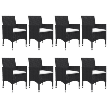 Set mobilier grădină, 9 piese, negru, poliratan, lemn acacia - Img 5