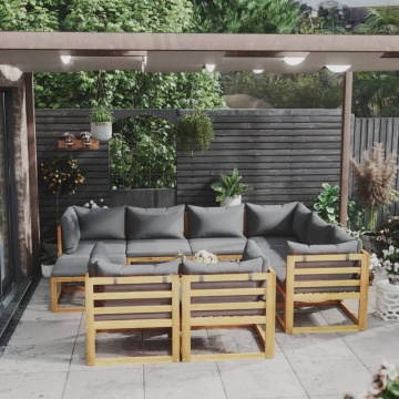 Set mobilier grădină cu perne, 10 piese, lemn masiv de acacia - Img 1