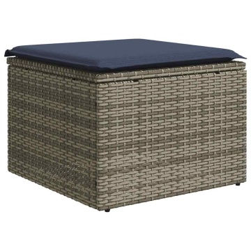 Set mobilier grădină cu perne 2 piese gri poliratan/lemn acacia - Img 4