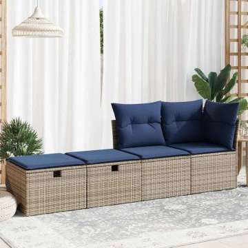 Set mobilier grădină cu perne 2 piese gri poliratan/lemn acacia - Img 3