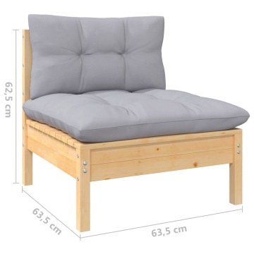 Set mobilier grădină cu perne, 5 piese, antracit, lemn de pin - Img 6