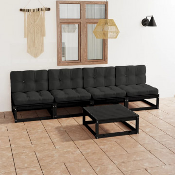 Set mobilier grădină cu perne, 5 piese, lemn masiv pin - Img 1