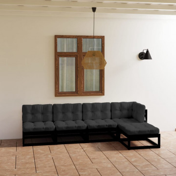 Set mobilier grădină cu perne, 5 piese, lemn masiv pin - Img 1