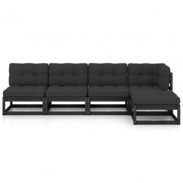 Set mobilier grădină cu perne, 5 piese, lemn masiv pin - Img 3