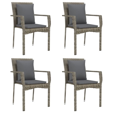 Set mobilier grădină cu perne, 5 piese, negru și gri, poliratan - Img 4