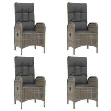 Set mobilier grădină cu perne, 5 piese, negru și gri, poliratan - Img 4