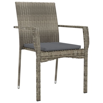 Set mobilier grădină cu perne, 5 piese, negru și gri, poliratan - Img 8