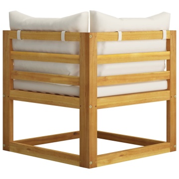 Set mobilier grădină cu perne, 6 piese, crem, lemn masiv acacia - Img 6