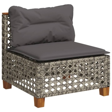 Set mobilier grădină cu perne, 6 piese, gri, poliratan - Img 3