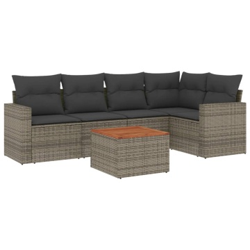 Set mobilier grădină cu perne, 6 piese, gri, poliratan - Img 2