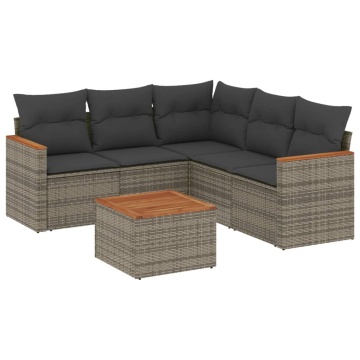 Set mobilier grădină cu perne, 6 piese, gri, poliratan - Img 2