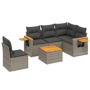 Set mobilier grădină cu perne, 6 piese, gri, poliratan - Img 2