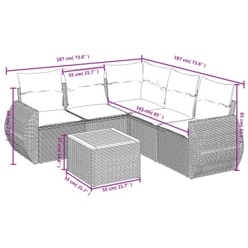 Set mobilier grădină cu perne, 6 piese, gri, poliratan - Img 7