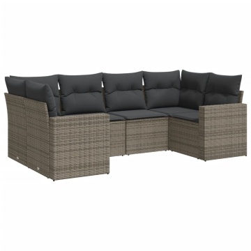Set mobilier grădină cu perne, 6 piese, gri, poliratan - Img 2