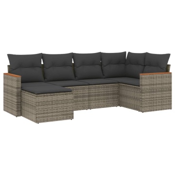 Set mobilier grădină cu perne, 6 piese, gri, poliratan - Img 2