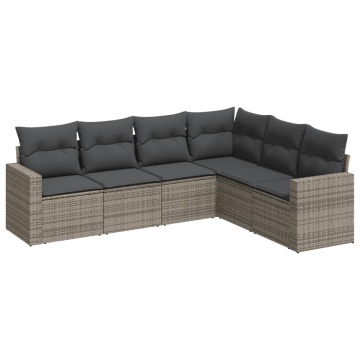 Set mobilier grădină cu perne, 6 piese, gri, poliratan - Img 2