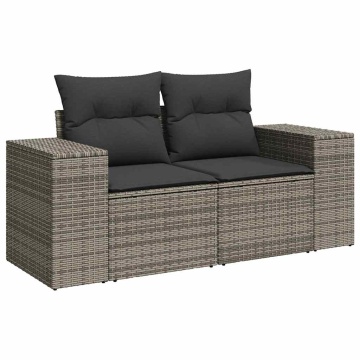 Set mobilier grădină cu perne, 6 piese, gri, poliratan - Img 4