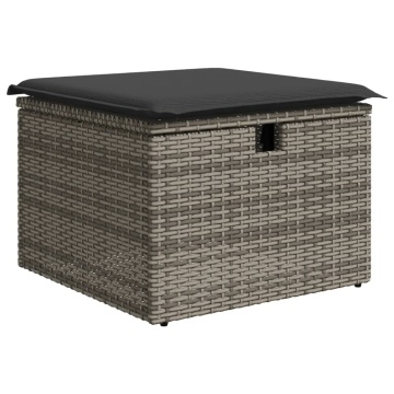 Set mobilier grădină cu perne, 6 piese, gri, poliratan - Img 8
