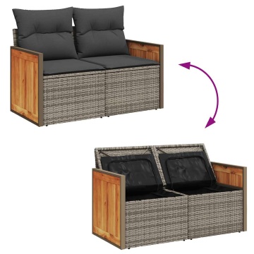 Set mobilier grădină cu perne, 6 piese, gri, poliratan - Img 6
