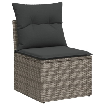 Set mobilier grădină cu perne, 6 piese, gri, poliratan - Img 8