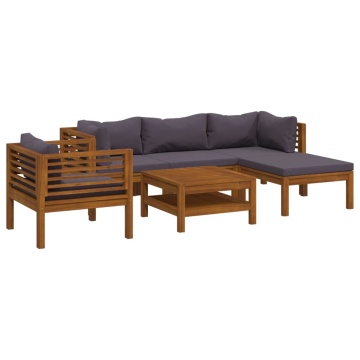 Set mobilier grădină cu perne, 6 piese, lemn masiv acacia - Img 2