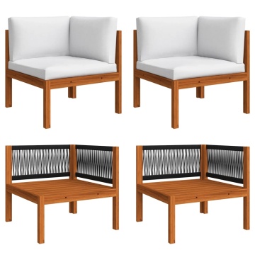 Set mobilier grădină cu perne, 8 piese, crem, lemn masiv acacia - Img 5