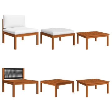 Set mobilier grădină cu perne, 8 piese, crem, lemn masiv acacia - Img 8