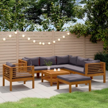 Set mobilier grădină cu perne, 8 piese, lemn masiv acacia - Img 1