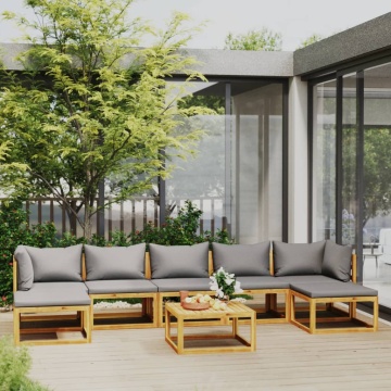 Set mobilier grădină cu perne, 8 piese, lemn masiv acacia - Img 1