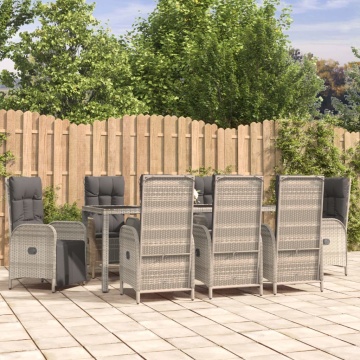 Set mobilier grădină cu perne, 9 piese, gri, poliratan - Img 1