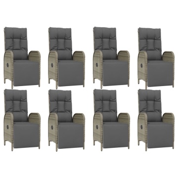 Set mobilier grădină cu perne, 9 piese, gri, poliratan - Img 4