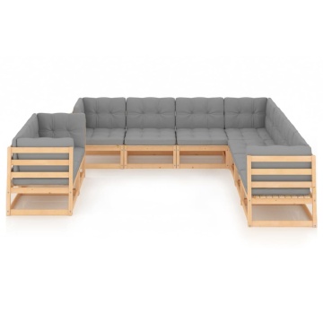 Set mobilier grădină cu perne, 9 piese, lemn masiv de pin - Img 2