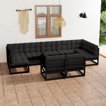 Set mobilier grădină cu perne, 9 piese, lemn masiv de pin - Img 1