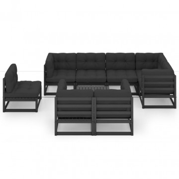 Set mobilier grădină cu perne, 9 piese, lemn masiv de pin - Img 3