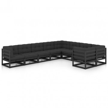 Set mobilier grădină cu perne, 9 piese, lemn masiv de pin - Img 2