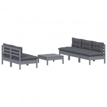 Set mobilier grădină cu perne antracit, 6 piese, lemn masiv pin - Img 3