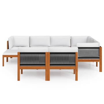 Set mobilier grădină cu perne crem, 10 piese, lemn masiv acacia - Img 3
