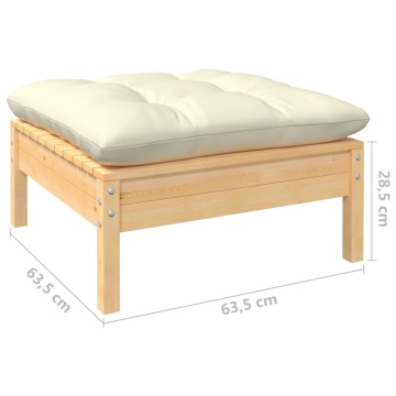 Set mobilier grădină cu perne crem, 10 piese, lemn masiv de pin - Img 6