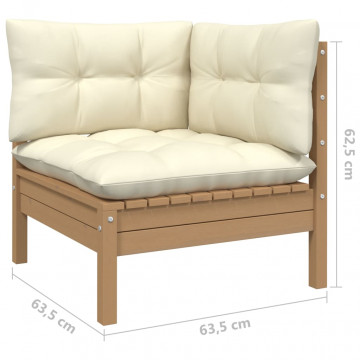 Set mobilier grădină cu perne crem, 3 piese, lemn masiv de pin - Img 7