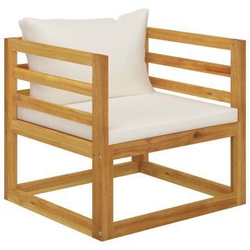 Set mobilier grădină cu perne, crem, 6 piese, lemn masiv acacia - Img 7