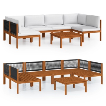 Set mobilier grădină cu perne, crem, 7 piese, lemn masiv acacia - Img 2