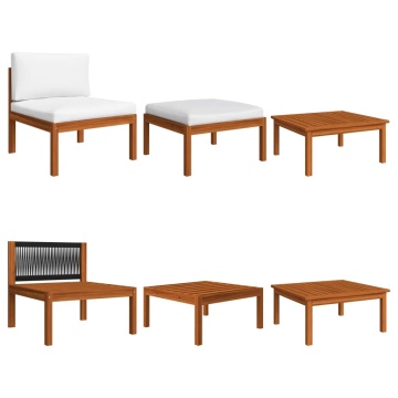 Set mobilier grădină cu perne, crem, 8 piese, lemn masiv acacia - Img 8