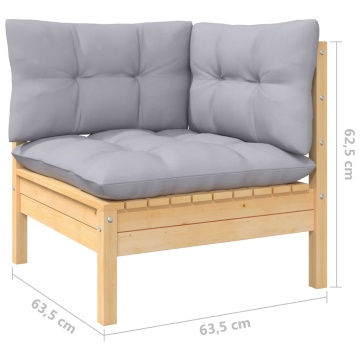 Set mobilier grădină cu perne gri, 4 piese, lemn masiv de pin - Img 6