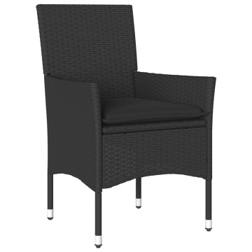 Set mobilier grădină perne 3 piese negru poliratan/lemn acacia - Img 3
