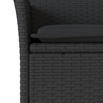 Set mobilier grădină perne 3 piese negru poliratan/lemn acacia - Img 8
