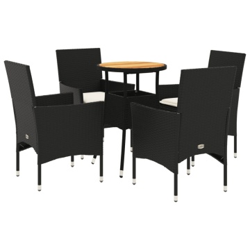 Set mobilier grădină perne 5 piese negru poliratan/lemn acacia - Img 2
