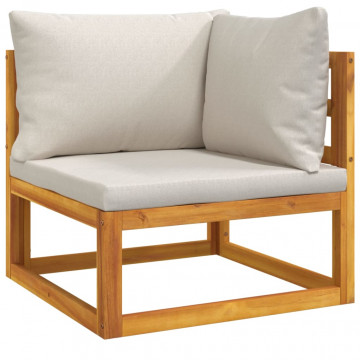 Set mobilier grădină, perne gri deschis, 7 piese, lemn masiv - Img 4